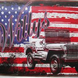 PLAQUE AUTO USA - JEEP WILLYS OVERLAND 30X20 - Réf.34