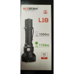 Acebeam L18 , lampe torche tactique/chasse , portée 1000 M , 1500 Lumens / 21700 ou 18650