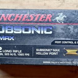 munitions par 500 WINCHESTER SUBSONIC MAX CAL 22 Long Rifle 42 gr  1 sans prix de réserve