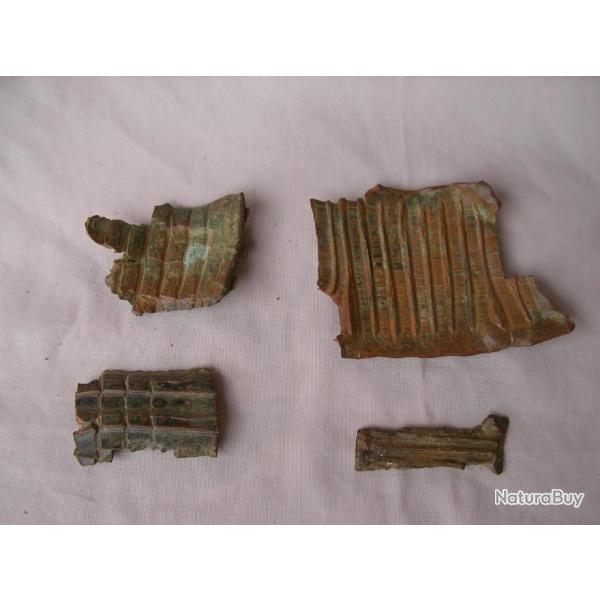 WW1/2 FRANCE LOT DE 4 CLATS EN CUIVRE RELIQUE DE COMBATS WW1/WW2