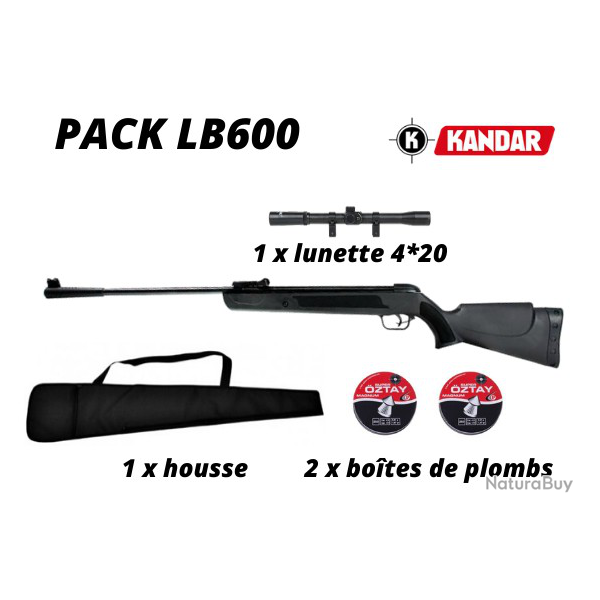 Carabine   plombs Kandar Cal 4.5 mm (LB600) + plombs + lunette + housse 17 joules