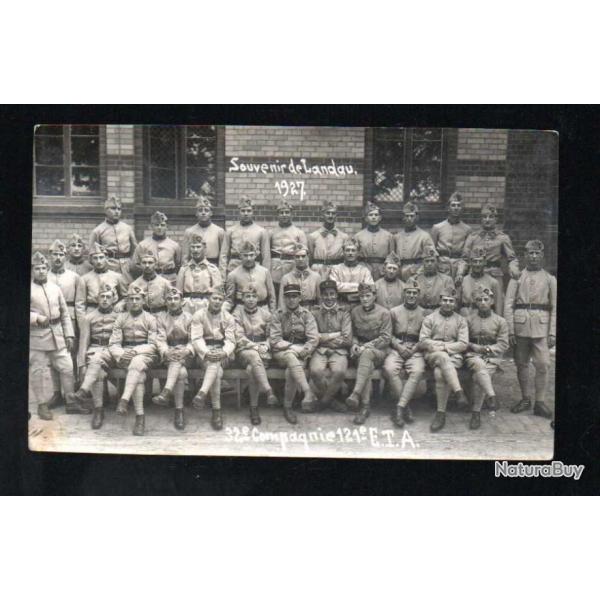 121e e.t.a 32e compagnie landau 1927 carte photo de groupe escadron du train automobile