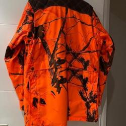 veste chasse orange camouflée