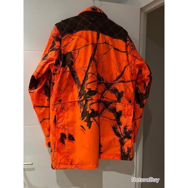 veste chasse orange camoufle