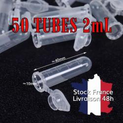 50 tubes laboratoire 2mL dosettes pour la poudre noire et la semoule - Envoi rapide depuis la France