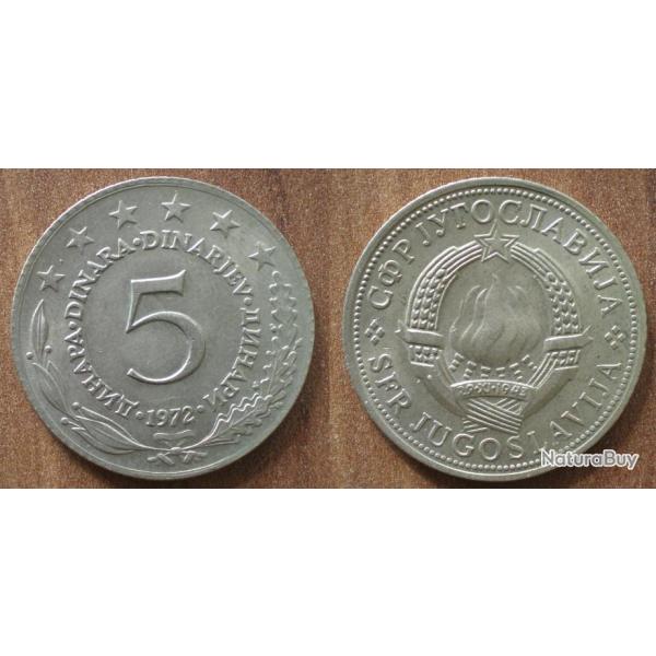 Yougoslavie 5 Dinars 1972 Piece Dinara Embleme Dinar