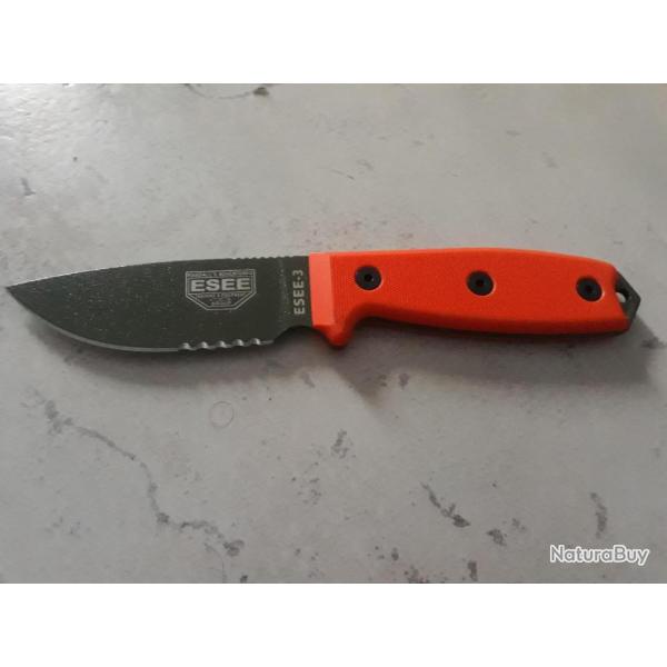 couteau survie ESEE-3 Orange