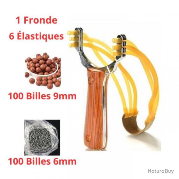 Fronde Lance-Pierre 6 Elastique + 200 Billes Slingshot Ultra Puissante