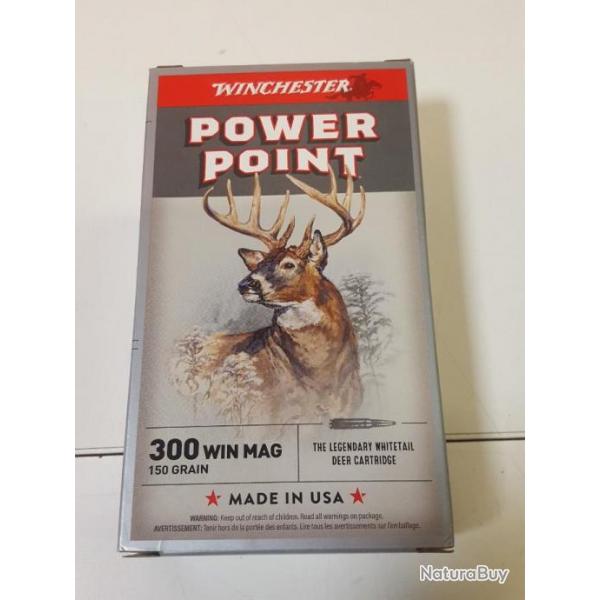 CARTOUCHES WINCHESTER CAL. 300 WIN MAG POWER POINT 155 GRAINS