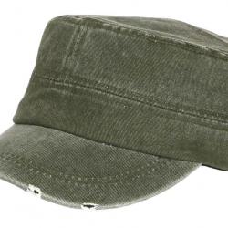 Casquette Militaire Vintage Verte Vieillie en Coton Tendance Kolja Taille unique Vert