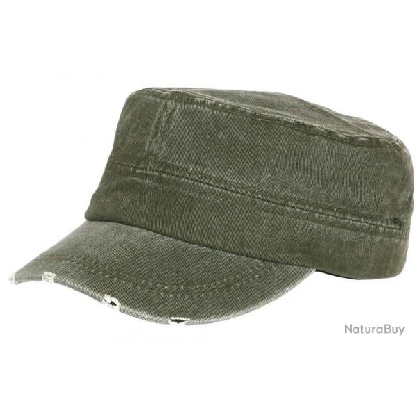 Casquette Militaire Vintage Verte Vieillie en Coton Tendance Kolja Taille unique Vert