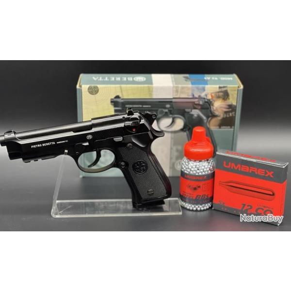 Pack prt  tirer pistolet Beretta 92 A1 calibre 4,5mm  propulsion CO2 (Munitions + CO2 inclus)