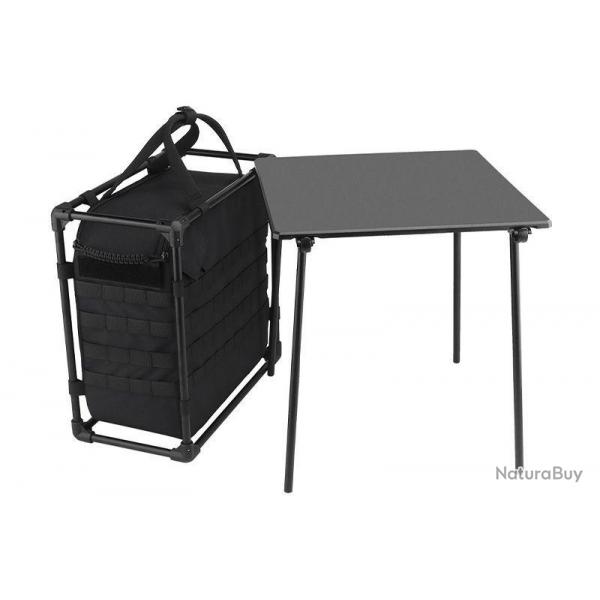Table Pliable Tactique Transportable Table + Sac Rangement Noir Camping Randonne