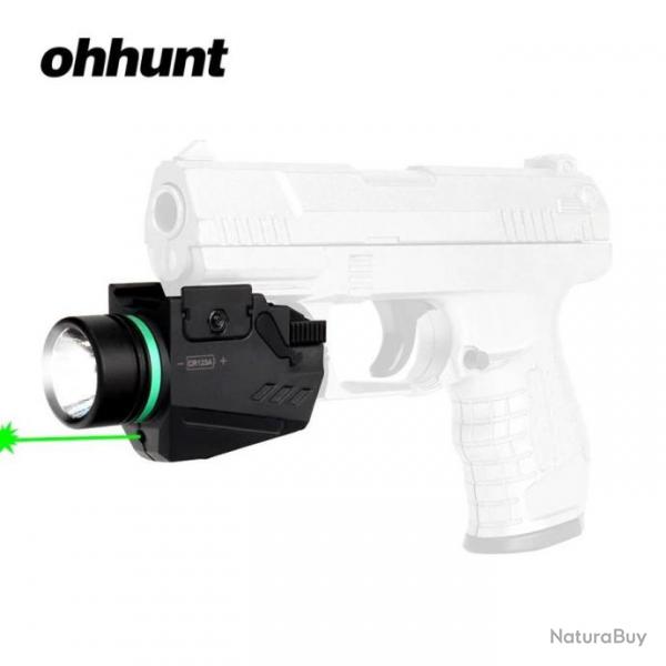 Ohhunt Mini Lampe pour Pistolet 150 Lumens Montage 20MM Laser Vert - LIVRAISON GRATUITE !!!