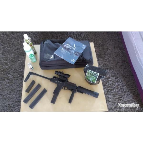 Airsoft Pistolet Mitrailleur B&T MP9 A3 Gaz SMG GBB BlowBack Noir + Accessoires