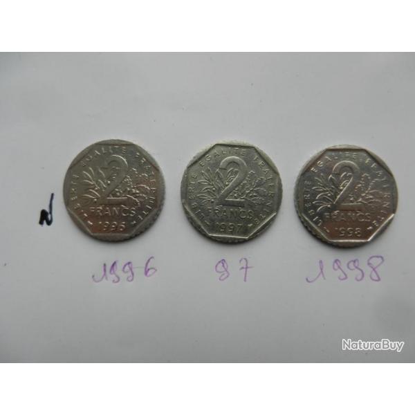 3 pices de 2 francs 1996  1998