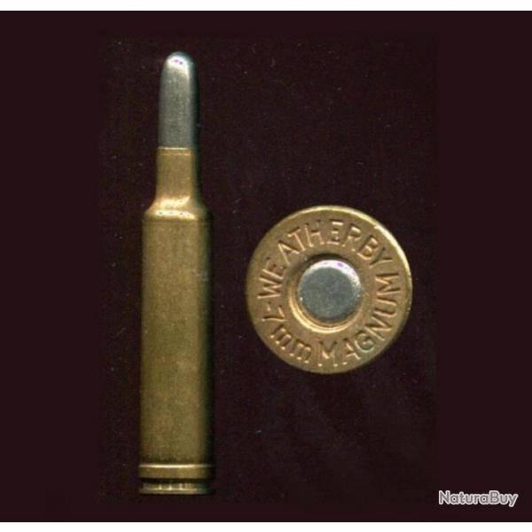 7 mm Weatherby Magnum - balle nickel arrondie - marquage = WEATHERBY 7 mm MAGNUM