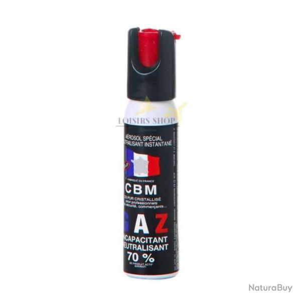 Bombe lacrymogne GAZ CS 25ml scurit 1/4 de tour - CBM (fabriqu en France)