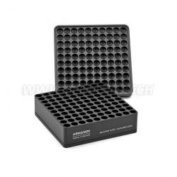 Armanov GB Case Gauge Box 100 rnd Pockets with Flip Cover, Color: Black, Caliber: 9x21 For MTM