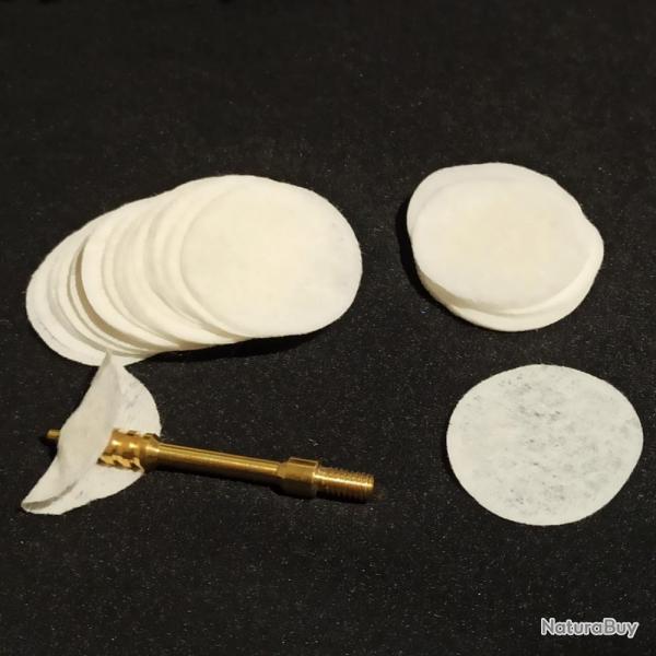 500 chiffons pour le nettoyage de canons d'armes  feu, diamtre 1 1/2"