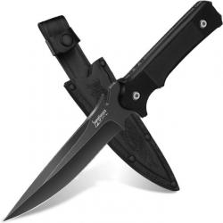 Couteau de survie Couteau de chasse fixe Couteau de ceinture extérieur Couteau de brousse Noir