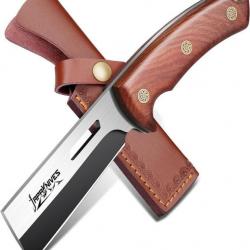 Couteau de Survie d'extérieur  à lame fixe pour chasse avec étui en cuir  Poignée ergonomique