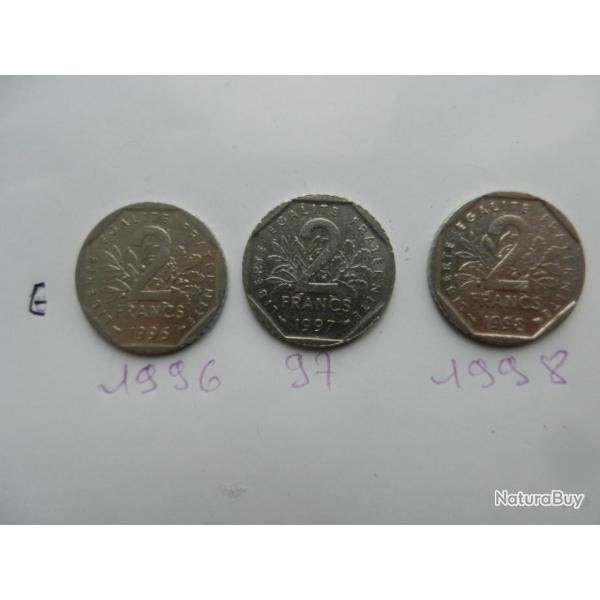 3 anciennes pices 2 francs 1996  1998