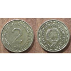 Yougoslavie 2 Dinars 1982 Piece Dinara Embleme