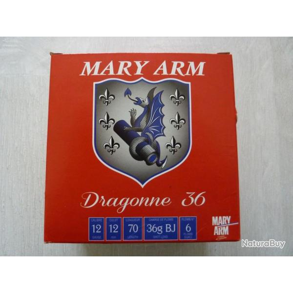 Lot de 100 cartouches Mary Arm Dragonne Cal.12 - 36Gr - BJ - plomb N 6 (quivalent  la PUMA 36G)