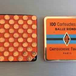 Rare boîte de 100 cartouches 9mm balle ronde Cartoucherie Française
