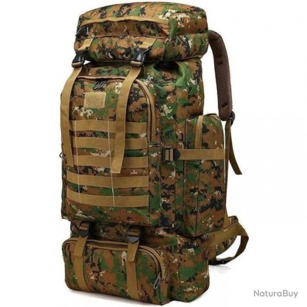 Grand Sac  dos 80L style militaire tactique Camping Randonne Trekking Camouflage