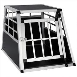 Cage de Transport Chien : Boîte Respirante avec 1 Porte et Grille, Idéale pour Voyage en Voiture