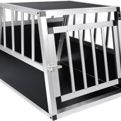 Cage de Transport Chien : Boîte Respirante avec 1 Porte et Grille, Idéale pour Voyage en Voiture