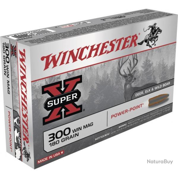 CARTOUCHES WINCHESTER POWER POINT CAL 300 WIN MAG 180GR X20