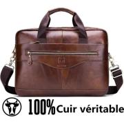 Sac Bandoulière Homme Marron Clair - Cuir PU étanche, Style Rétro, Grande Capacité
