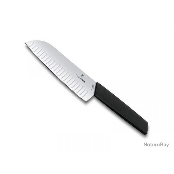 SANTOKU VICTORINOX SWISS MODERN 17CM ALVEOLE NOIR /CARTE