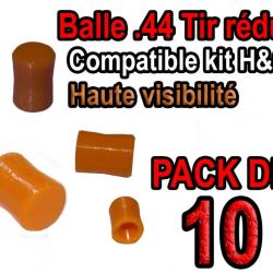 Balle tir réduit .44 ogive compatible kit H&C haute visibilité - Pack de 10