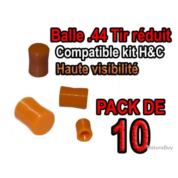 Balle tir rduit .44 ogive compatible kit H&C haute visibilit - Pack de 10