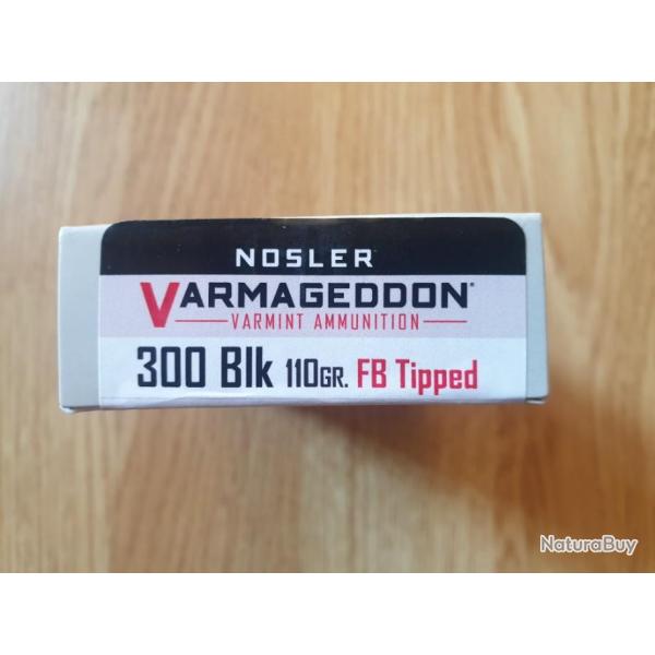 NOSLER 20 CARTOUCHES VGA-300 BLK 110 GRS FB TIPPED VARMAGEDDON - Boite 20