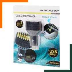 Désodorisant pour voiture  avec port USB  - LED - 2 recharges offertes - Livraison gratuite