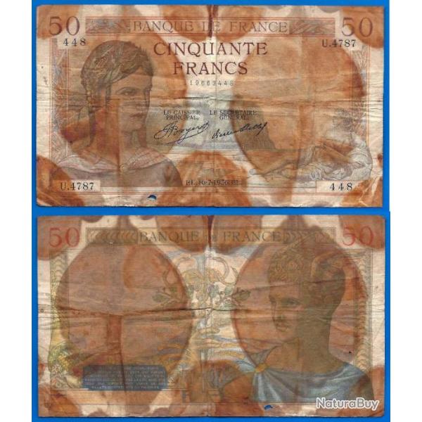 France 50 Francs 1936 Ceres Billet Franc