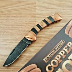 Couteau Rough Ryder Copper Coil Manche Cuivre/Os Lame Acier 440 Lockback RR1831
