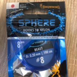 Sphere hooks to nylon 8 pieces 0,20mm 100cm taille 8 browning