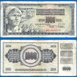 Yougoslavie 1000 Dinars 1978 Billet Dinara Culture Moissonneuse
