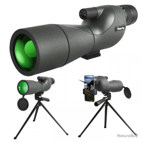 Monoculaire Longue vue avec zoom variable 25-75x60, trpied et attache smartphone