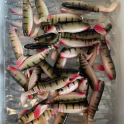 Lot de 35 leurres souples de pêche Savage gear cannibal Shad 8cm perch