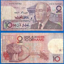 Maroc 10 Dirhams 1987 Sign 11 Roi Hassan II Billet