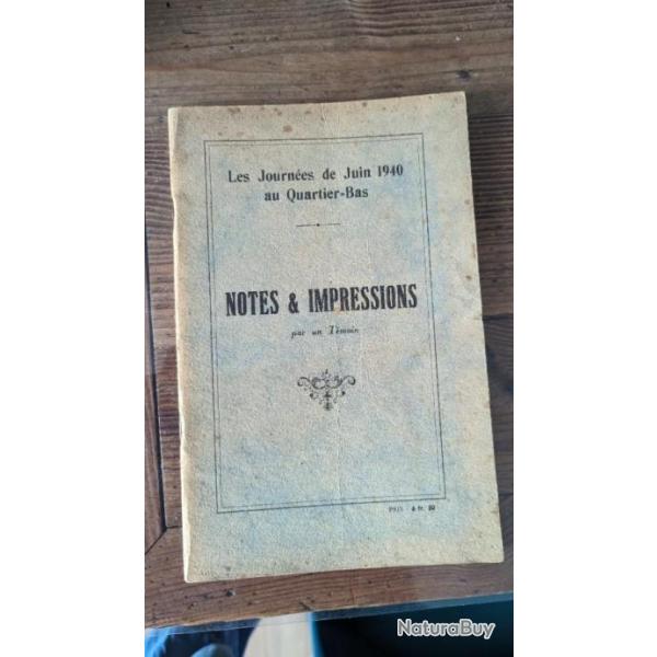 les journes de JUIN 1940 au QUARTIER-BASnotes et impressions par un tmoin