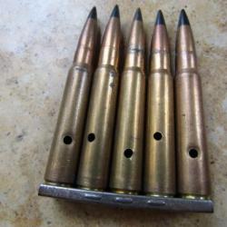 lot 5 +1clip mauser 98k SMK traçante neutralisée percée percutées  jus fusil ww2 7,92 8.57 JS