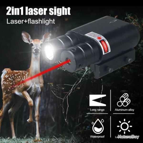 Promo !!! Lampe + stroboscope et point rouge laser ( + piles )